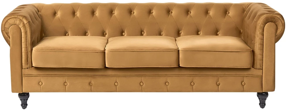 Sofa Beliani 4 vietų poilsio komplektas CHESTERFIELD, veliūras, auksinis