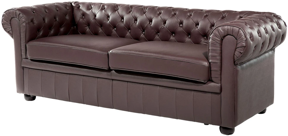 Sofa Beliani 4 vietų poilsio komplektas CHESTERFIELD natūralios odos, rudas