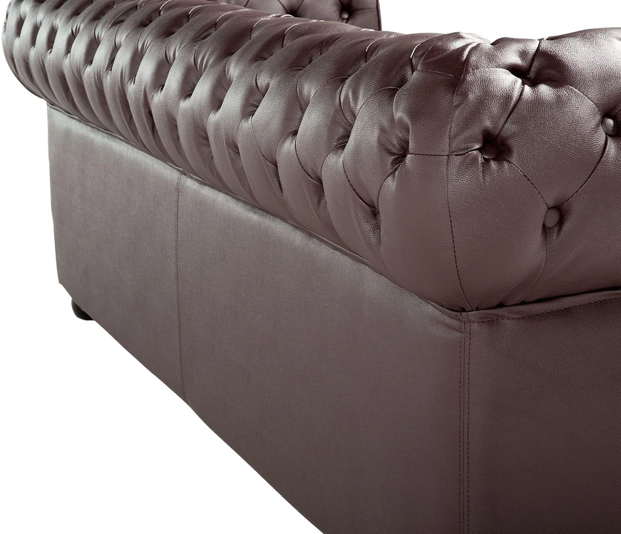 Sofa Beliani 4 vietų poilsio komplektas CHESTERFIELD natūralios odos, rudas