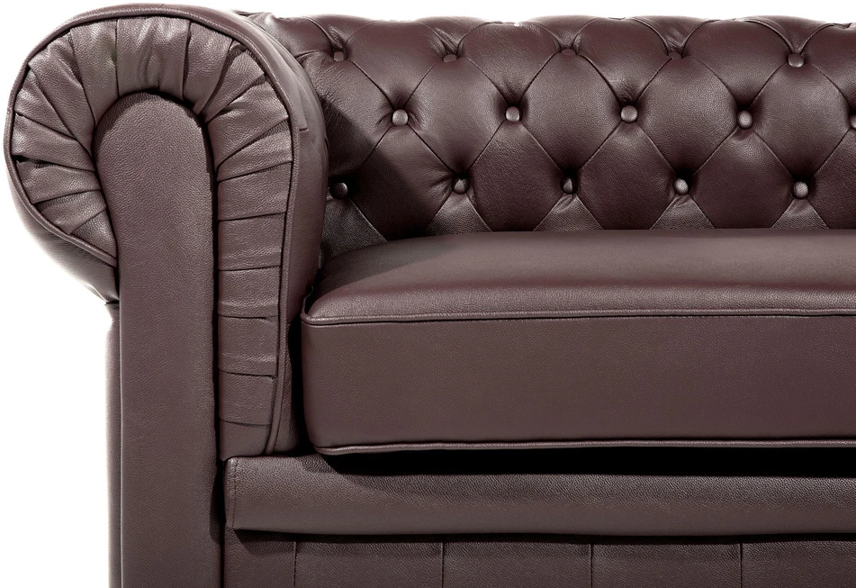 Sofa Beliani 4 vietų poilsio komplektas CHESTERFIELD natūralios odos, rudas
