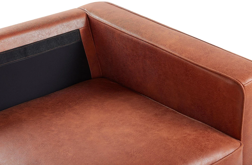 Sofa Beliani 4 vietų svetainės baldų komplektas SAVALEN, ekologiška oda, auksinė ruda