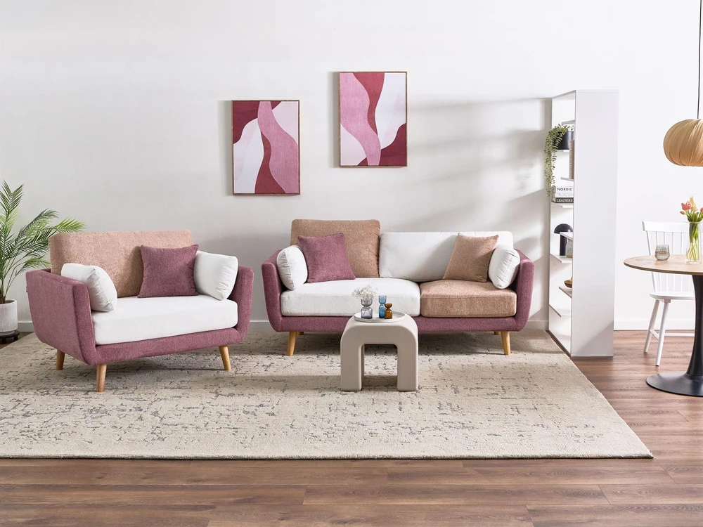 Sofa Beliani 4 vietų svetainės baldų komplektas BOLGA, rožinis