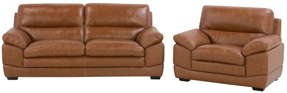 Sofa Beliani 4 vietų svetainės baldų komplektas HORTEN Natūrali oda Ruda