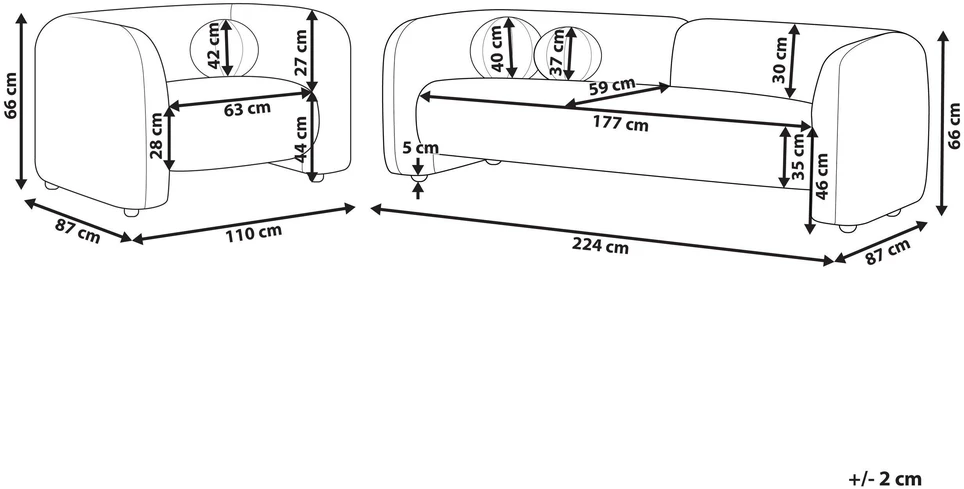 Sofa Beliani 4 vietų svetainės baldų komplektas LEIREN smėlio spalvos