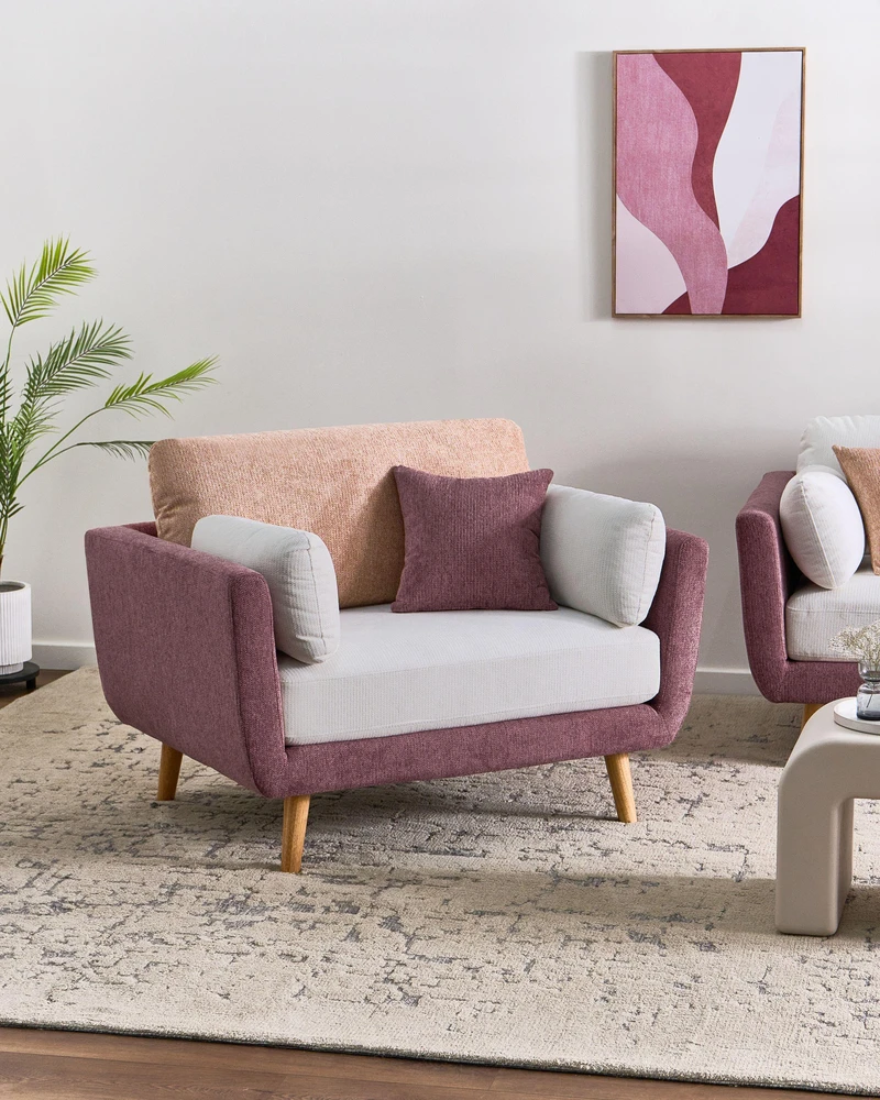Sofa Beliani 4 vietų svetainės baldų komplektas BOLGA, rožinis