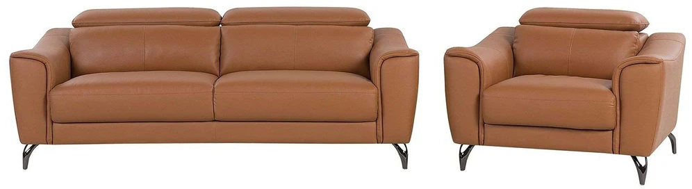 Sofa Beliani 4 vietų svetainės baldų komplektas NARWIK iš natūralios odos, rudas