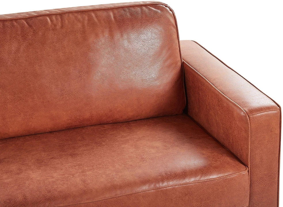Sofa Beliani 4 vietų svetainės baldų komplektas SAVALEN, ekologiška oda, auksinė ruda