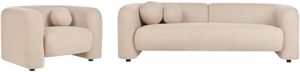 Sofa Beliani 4-vietų svetainės baldų komplektas LEIREN Boucle smėlio spalvos