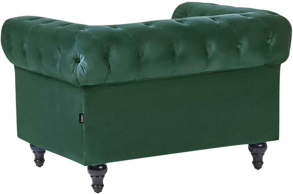 Sofa Beliani 4 vietų svetainės baldų komplektas CHESTERFIELD, smaragdo spalvos veliūras