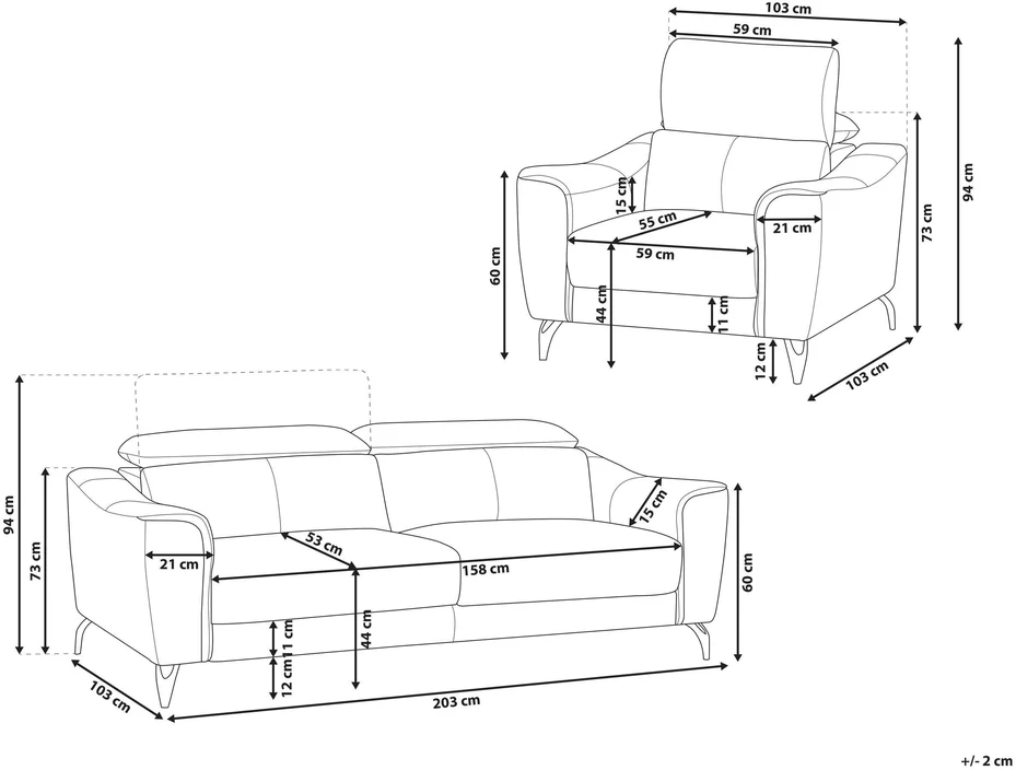 Sofa Beliani 4 vietų svetainės baldų komplektas NARWIK iš natūralios odos, rudas