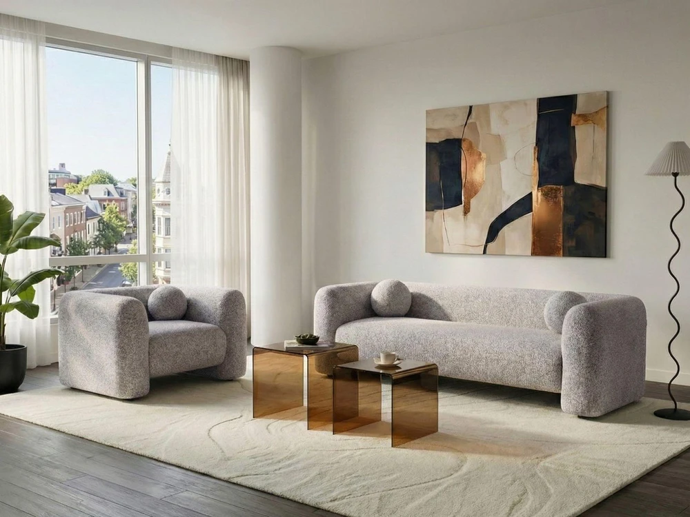 Sofa Beliani 4 vietų svetainės baldų komplektas LEIREN smėlio spalvos