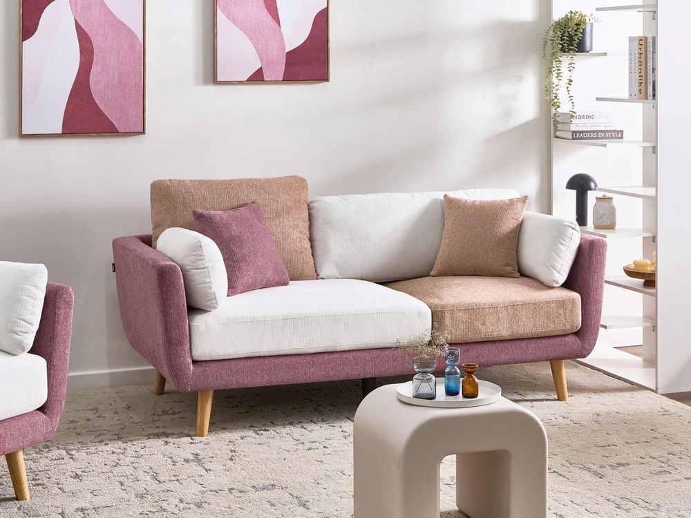 Sofa Beliani 4 vietų svetainės baldų komplektas BOLGA, rožinis