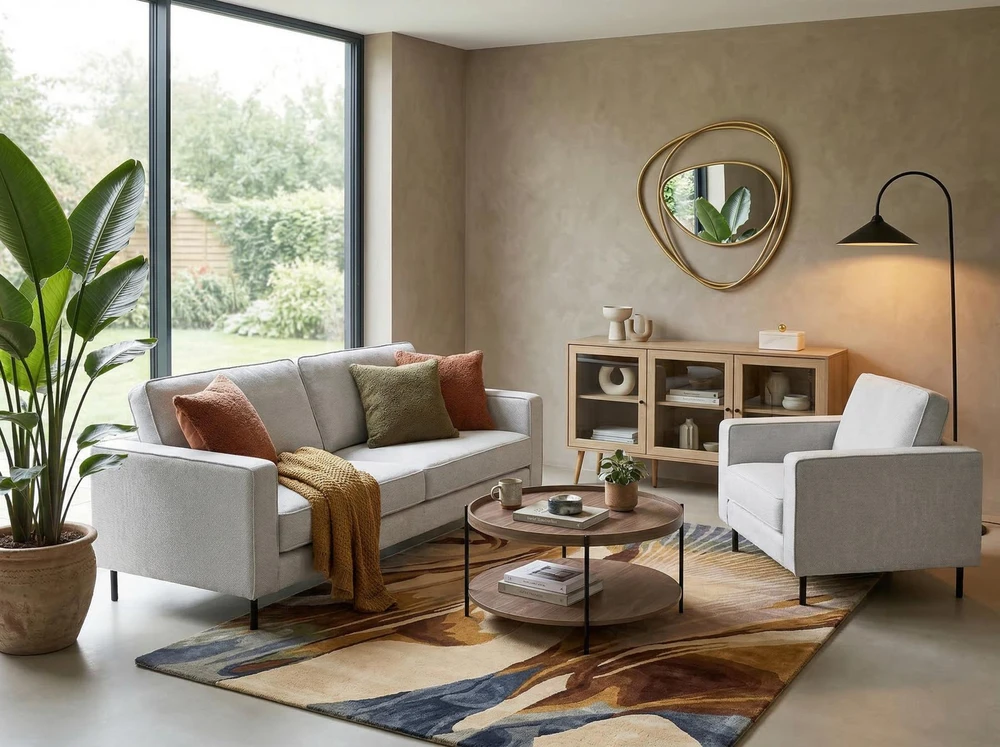 Sofa Beliani 4 vietų svetainės baldų komplektas SAVALEN šviesiai pilkas