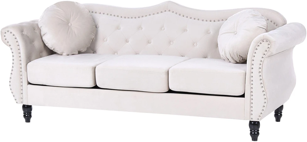 Sofa Beliani 5 asm. svetainės baldų komplektas SKIEN, veliūras, šviesi smėlio spalva