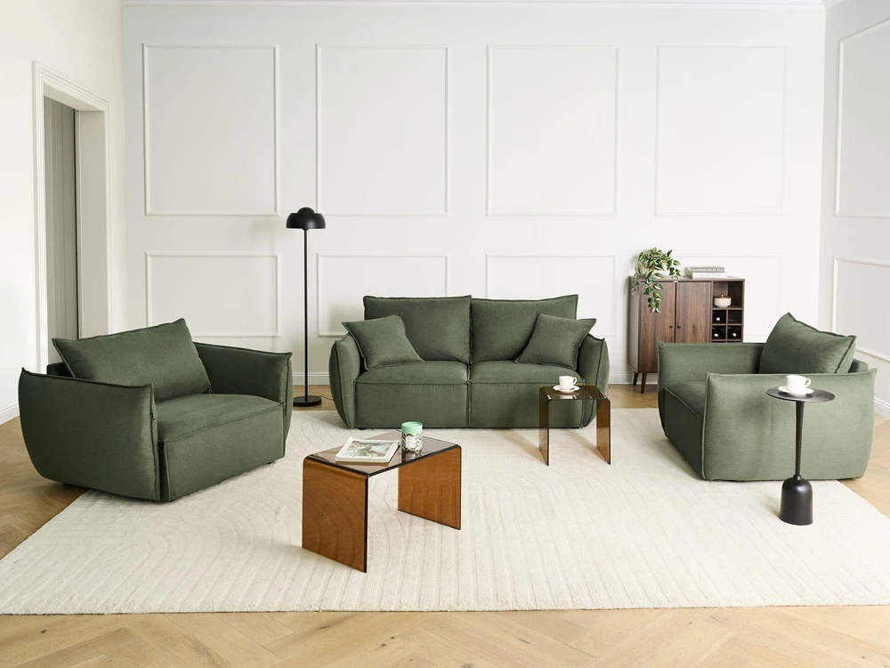 Sofa Beliani 5 asm. svetainės baldų komplektas KUNES žalias