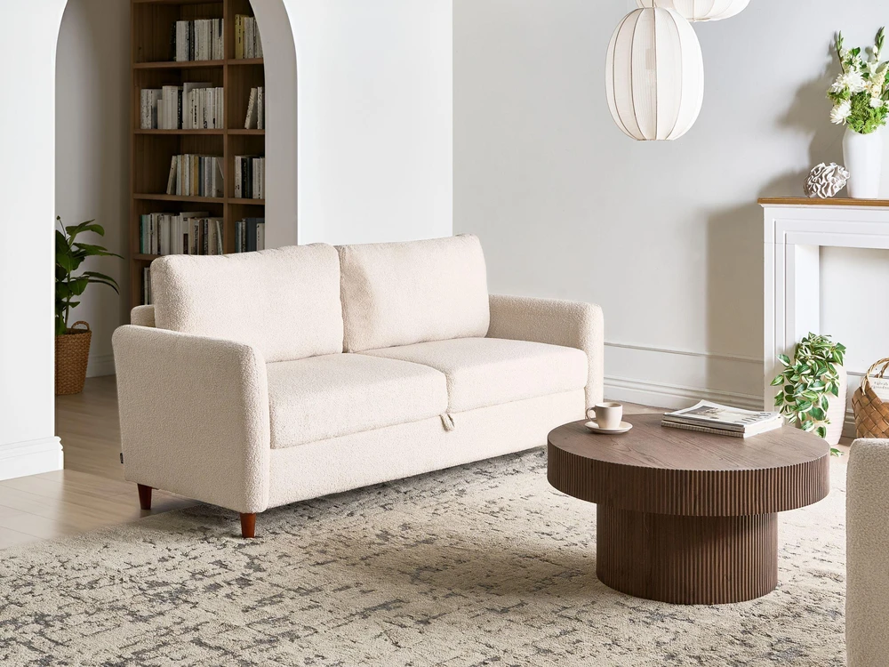 Sofa Beliani 5 asmenų svetainės baldų komplektas MARE Boucle smėlio spalvos