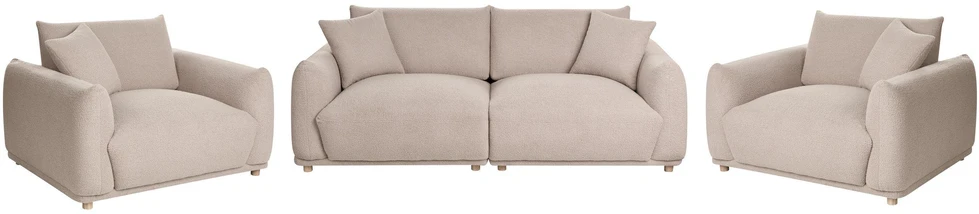Sofa Beliani 5 asmenų svetainės baldų komplektas JUBEK, smėlio spalvos boucle audinys