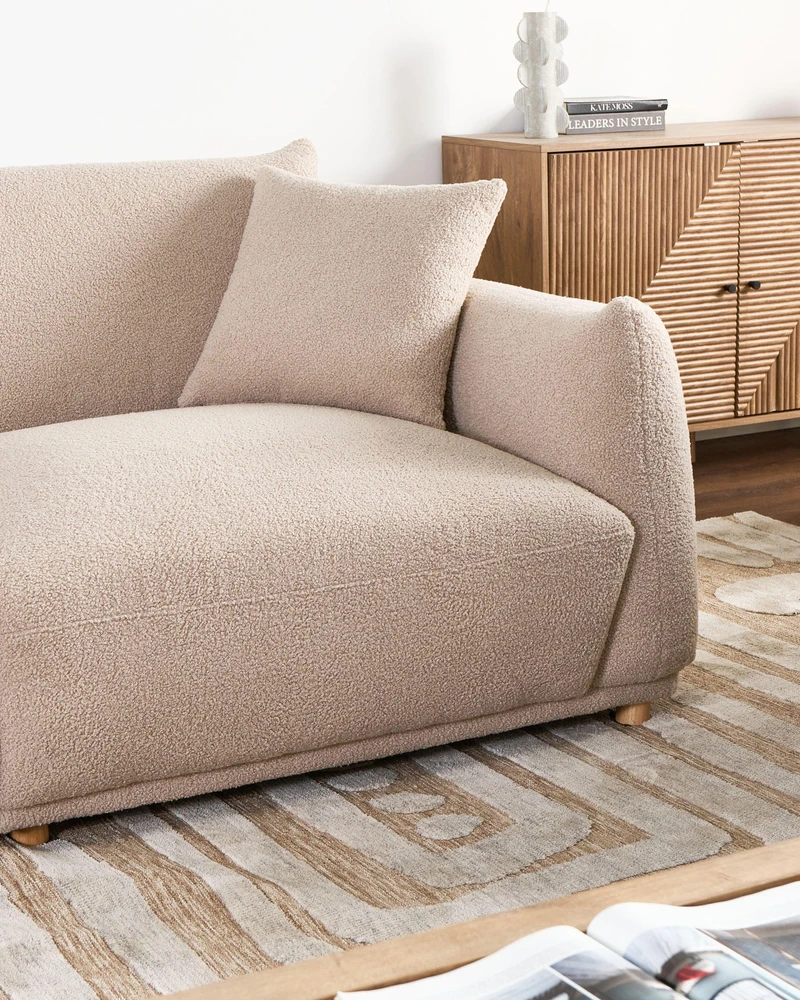 Sofa Beliani 5 asmenų svetainės baldų komplektas JUBEK, smėlio spalvos boucle audinys