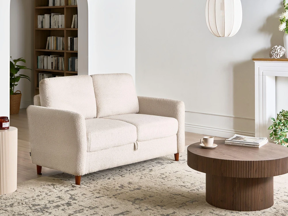 Sofa Beliani 5 asmenų svetainės baldų komplektas MARE Boucle smėlio spalvos
