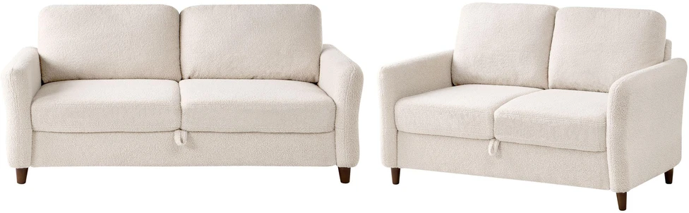 Sofa Beliani 5 asmenų svetainės baldų komplektas MARE Boucle smėlio spalvos