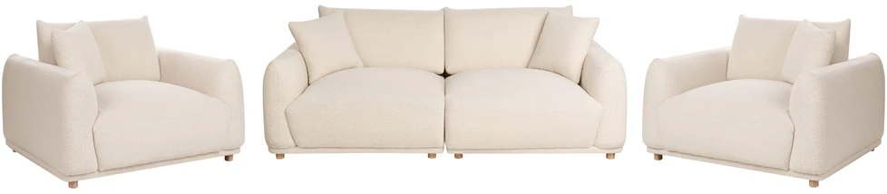 Sofa Beliani 5 dalių svetainės baldų komplektas JUBEK Boucle, kreminės baltos spalvos