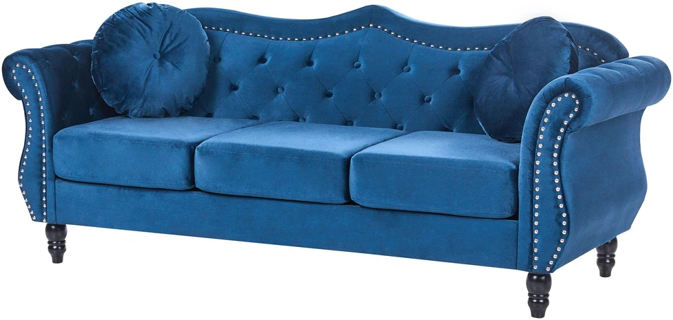 Sofa Beliani 5-vietis minkštų baldų komplektas SKIEN, aksominis, tamsiai mėlynas
