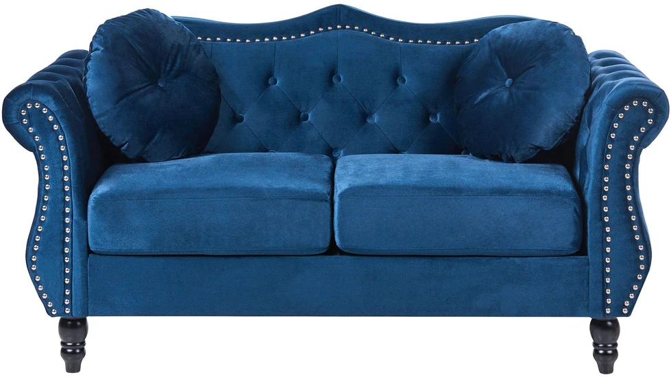 Sofa Beliani 5-vietis minkštų baldų komplektas SKIEN, aksominis, tamsiai mėlynas