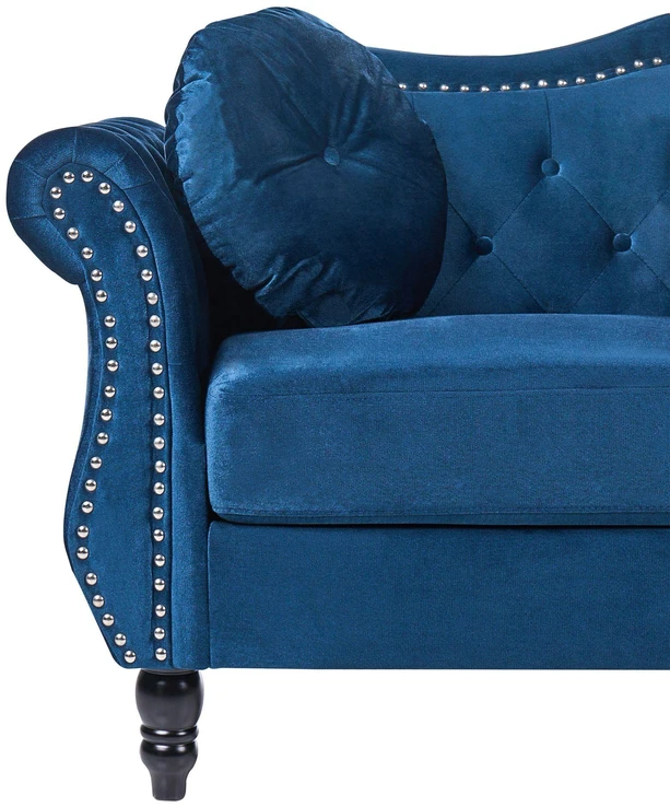 Sofa Beliani 5-vietis minkštų baldų komplektas SKIEN, aksominis, tamsiai mėlynas