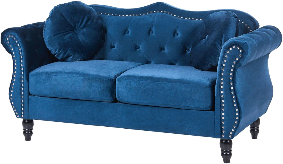 Sofa Beliani 5-vietis minkštų baldų komplektas SKIEN, aksominis, tamsiai mėlynas