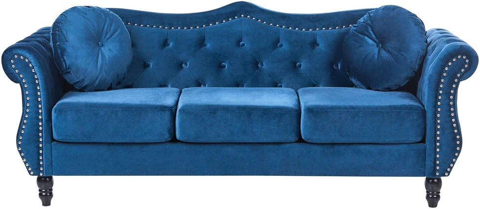 Sofa Beliani 5-vietis minkštų baldų komplektas SKIEN, aksominis, tamsiai mėlynas