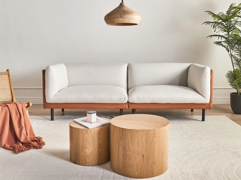 Sofa Beliani 5 vietų baldų komplektas VORGOD, kreminė balta