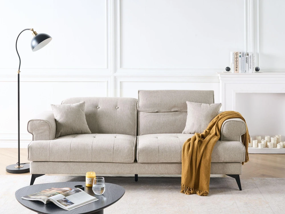 Sofa Beliani 5 vietų minkštas kampas SKIVE smėlio pilkos spalvos