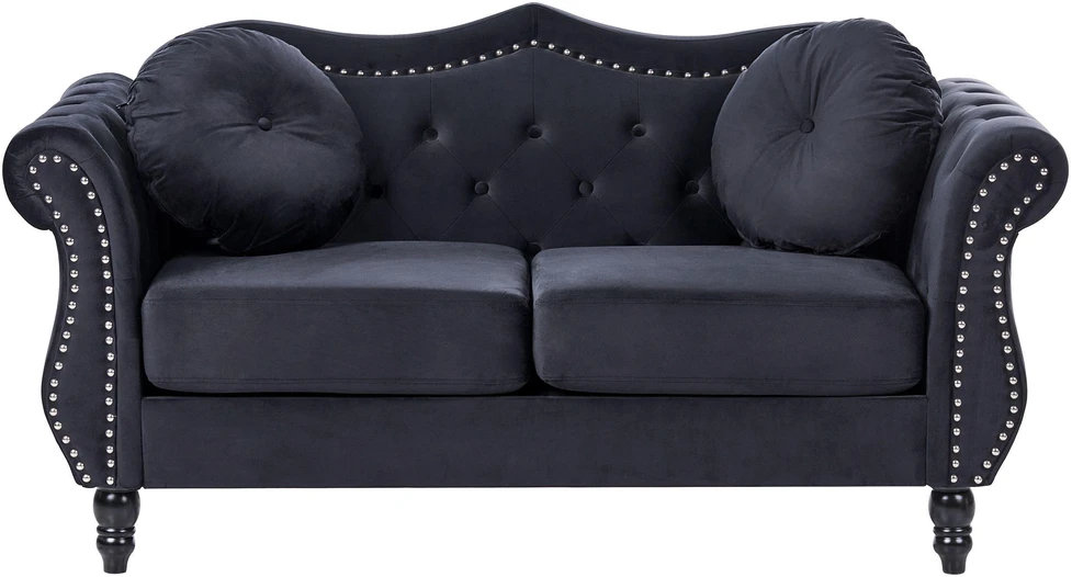 Sofa Beliani 5 vietų minkštų baldų komplektas SKIEN, veliūras, juodas