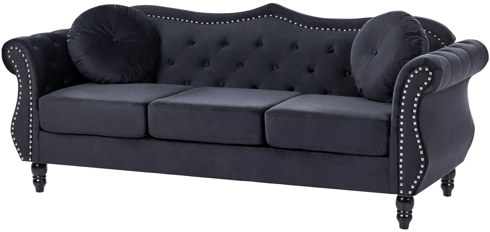 Sofa Beliani 5 vietų minkštų baldų komplektas SKIEN, veliūras, juodas