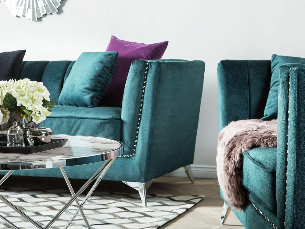 Sofa Beliani 5 vietų minkštų baldų komplektas GAULA, azuro veliūras