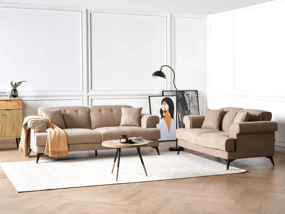 Sofa Beliani 5 vietų minkštų baldų komplektas SKIVE šviesiai rudas