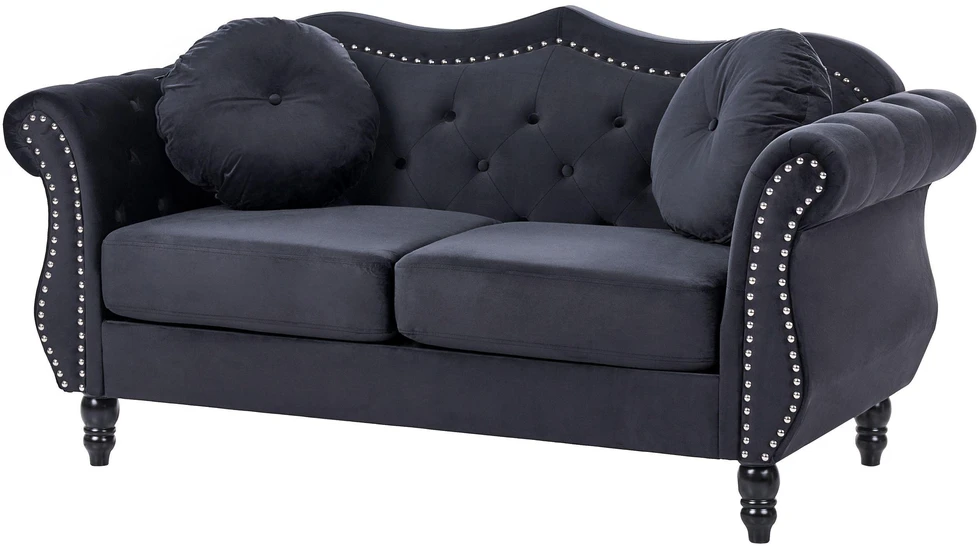 Sofa Beliani 5 vietų minkštų baldų komplektas SKIEN, veliūras, juodas