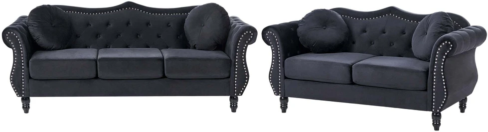 Sofa Beliani 5 vietų minkštų baldų komplektas SKIEN, veliūras, juodas