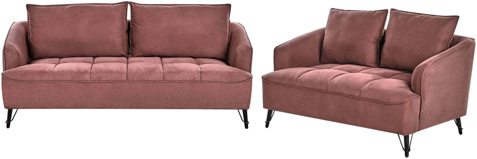 Sofa Beliani 5 vietų minkštų baldų komplektas HOBRO bordo spalvos