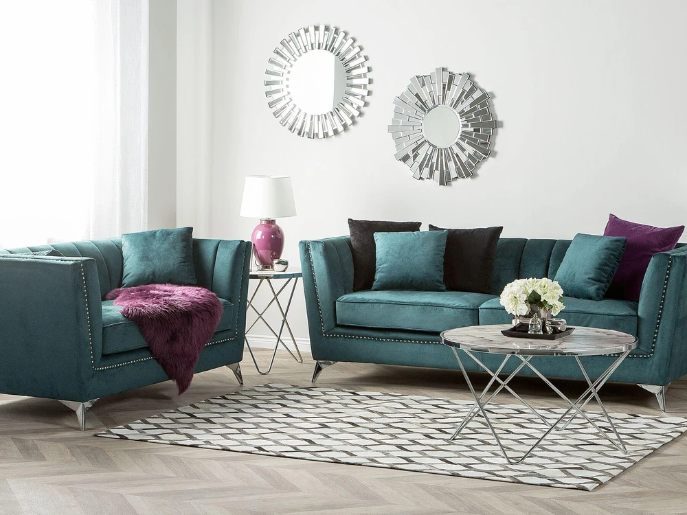 Sofa Beliani 5 vietų minkštų baldų komplektas GAULA, azuro veliūras