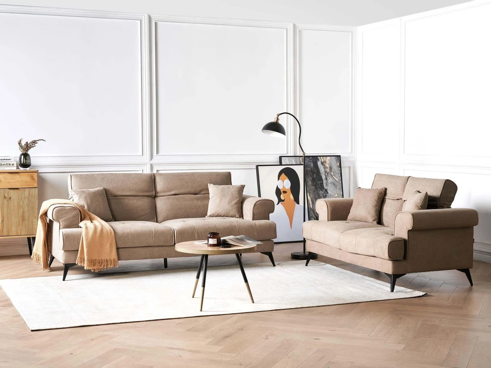 Sofa Beliani 5 vietų minkštų baldų komplektas SKIVE šviesiai rudas