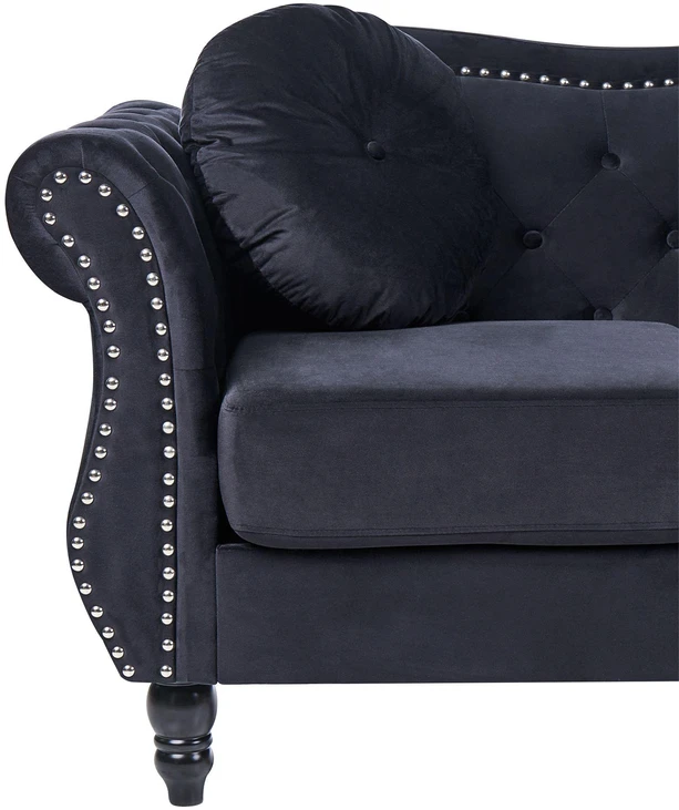 Sofa Beliani 5 vietų minkštų baldų komplektas SKIEN, veliūras, juodas