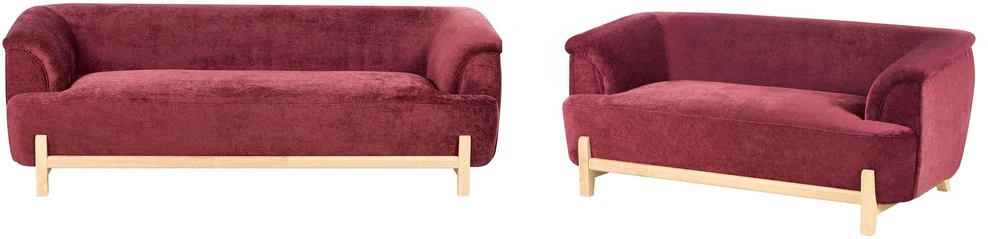 Sofa Beliani 5 vietų minkštųjų baldų komplektas ALNOR, šenilas, burgundinės spalvos