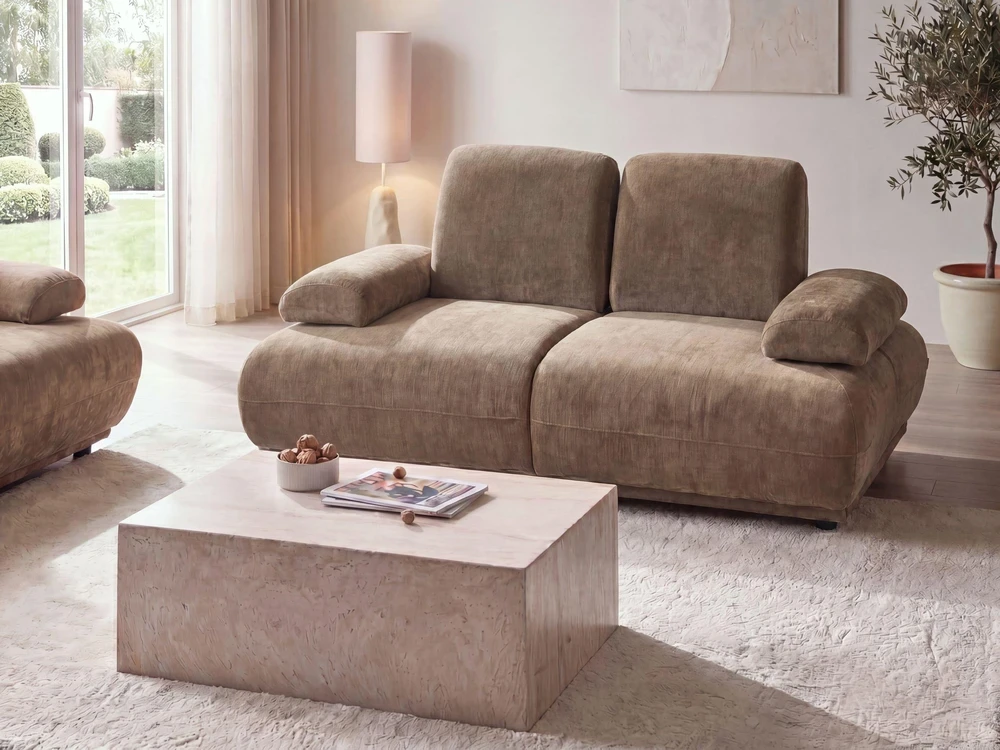 Sofa Beliani 5 vietų poilsio baldų komplektas NACKA, šenilinis audinys, rudas