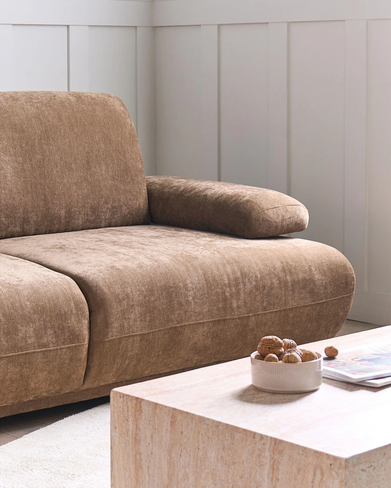Sofa Beliani 5 vietų poilsio baldų komplektas NACKA, šenilinis audinys, rudas