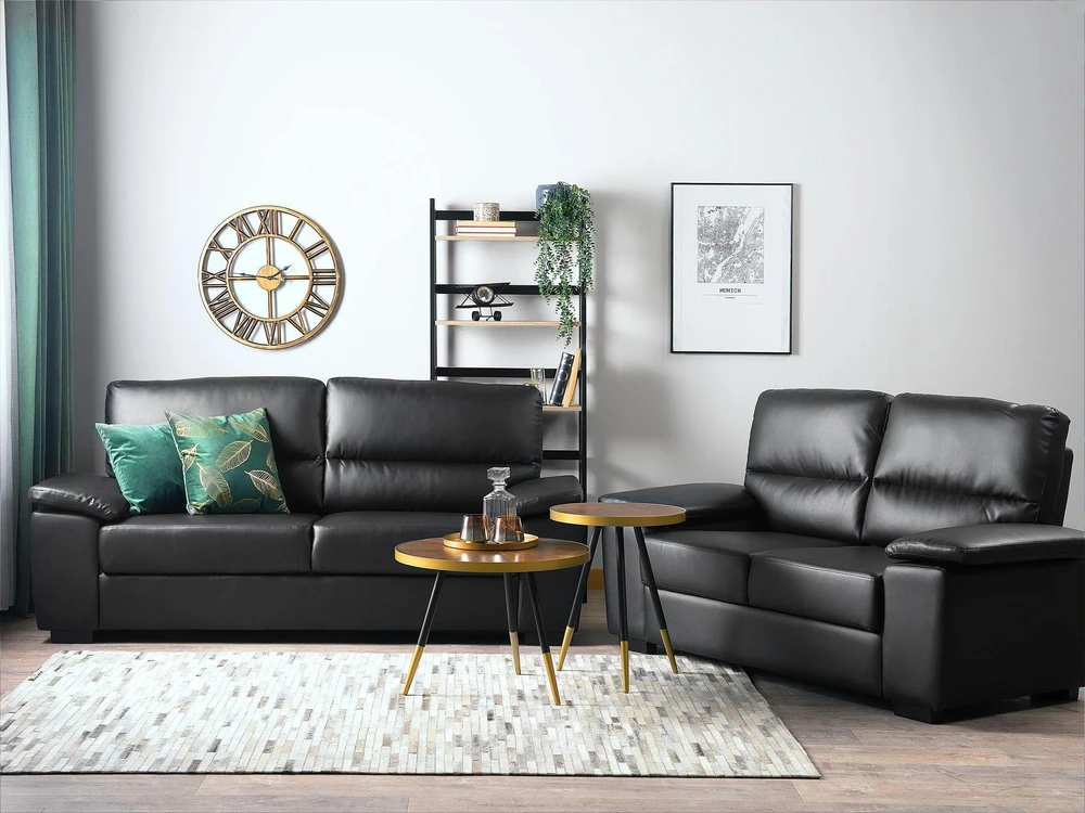 Sofa Beliani 5 vietų poilsio baldų komplektas VOGAR iš dirbtinės odos, juodas