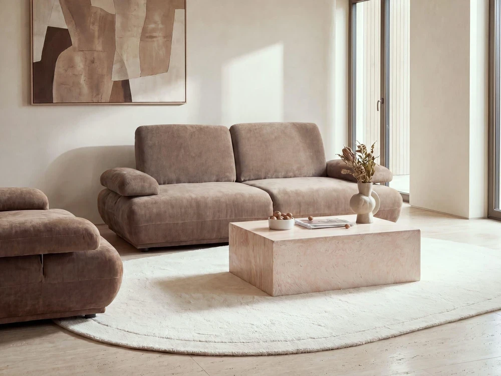 Sofa Beliani 5 vietų poilsio baldų komplektas NACKA, šenilinis audinys, rudas