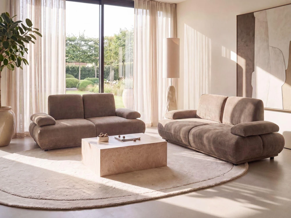 Sofa Beliani 5 vietų poilsio baldų komplektas NACKA, šenilinis audinys, rudas