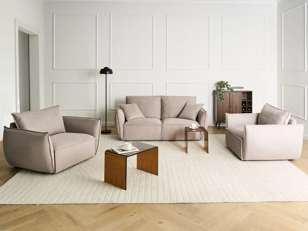 Sofa Beliani 5 vietų poilsio baldų komplektas KUNES smėlio spalvos