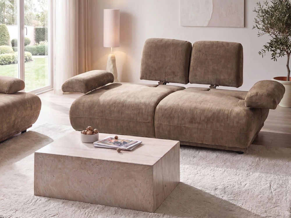 Sofa Beliani 5 vietų poilsio baldų komplektas NACKA, šenilinis audinys, rudas